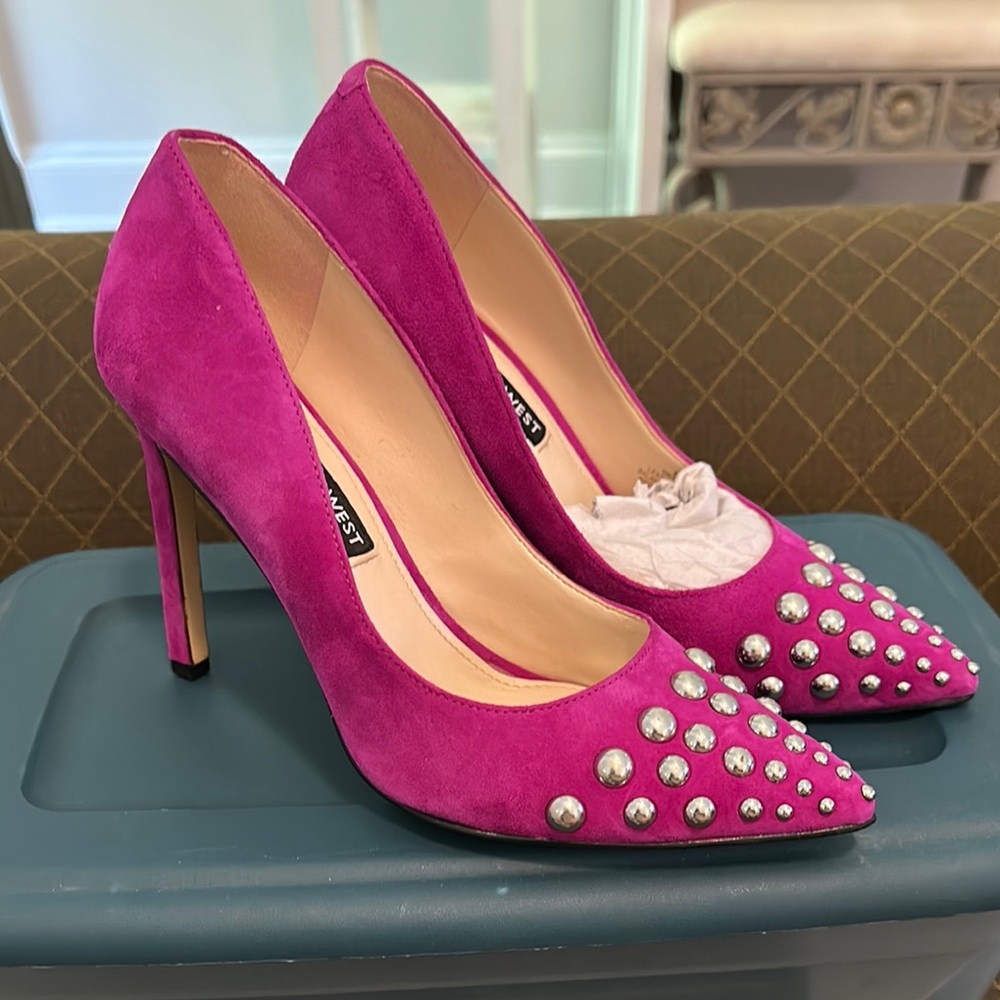 Nine West Pink Stiletto Heels with Studded Embellishments